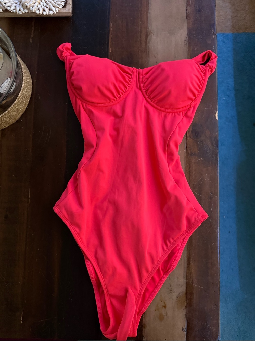 Molded Cup One-Piece Swimsuit in Bright hot coral